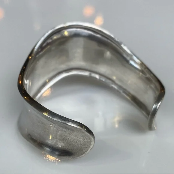 Vintage 925 TAXCO Mexico Sterling Silver Wave Cuff Bracelet - Picture 4 of 8